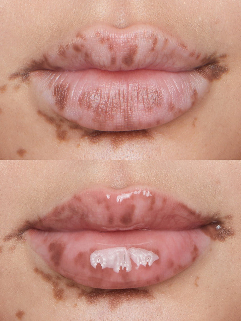 REFY LIP GLOSS IN CLEAR BEFORE & AFTER