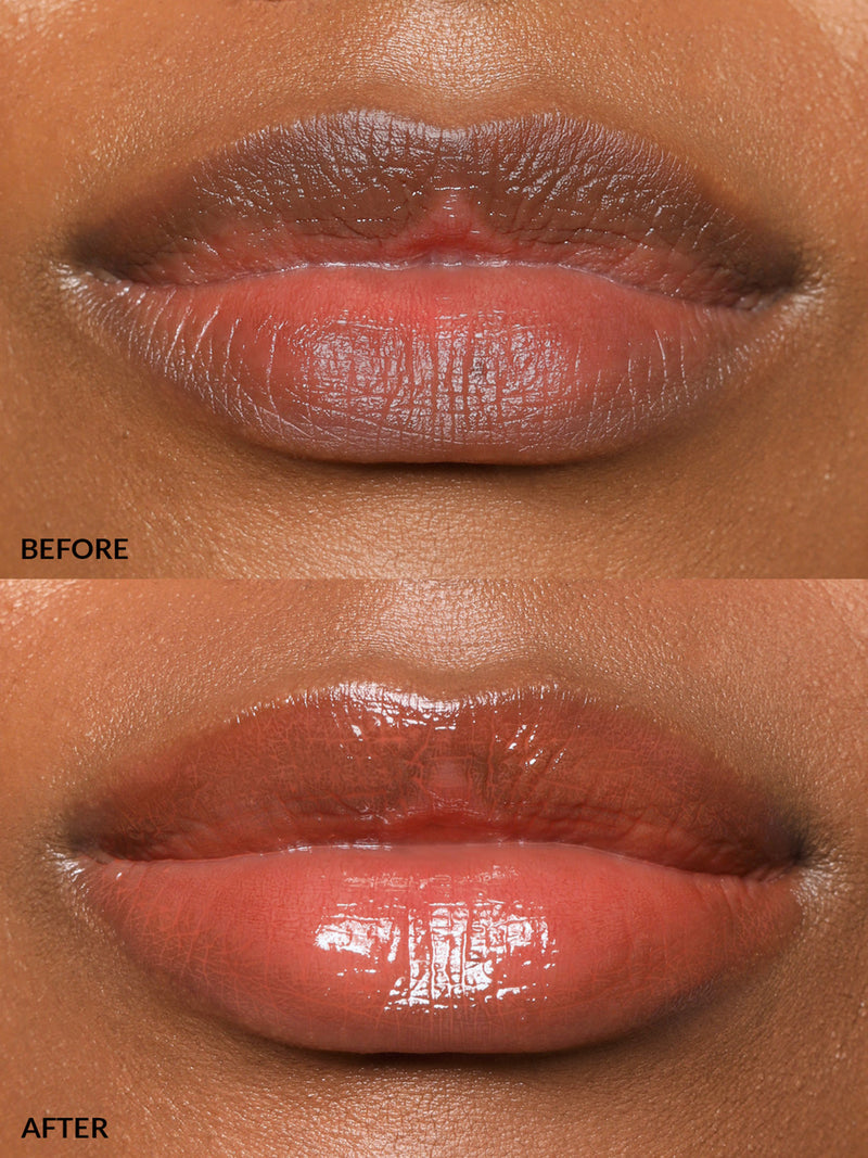 REFY LIP GLOSS IN SHADE DUSK BEFORE & AFTER
