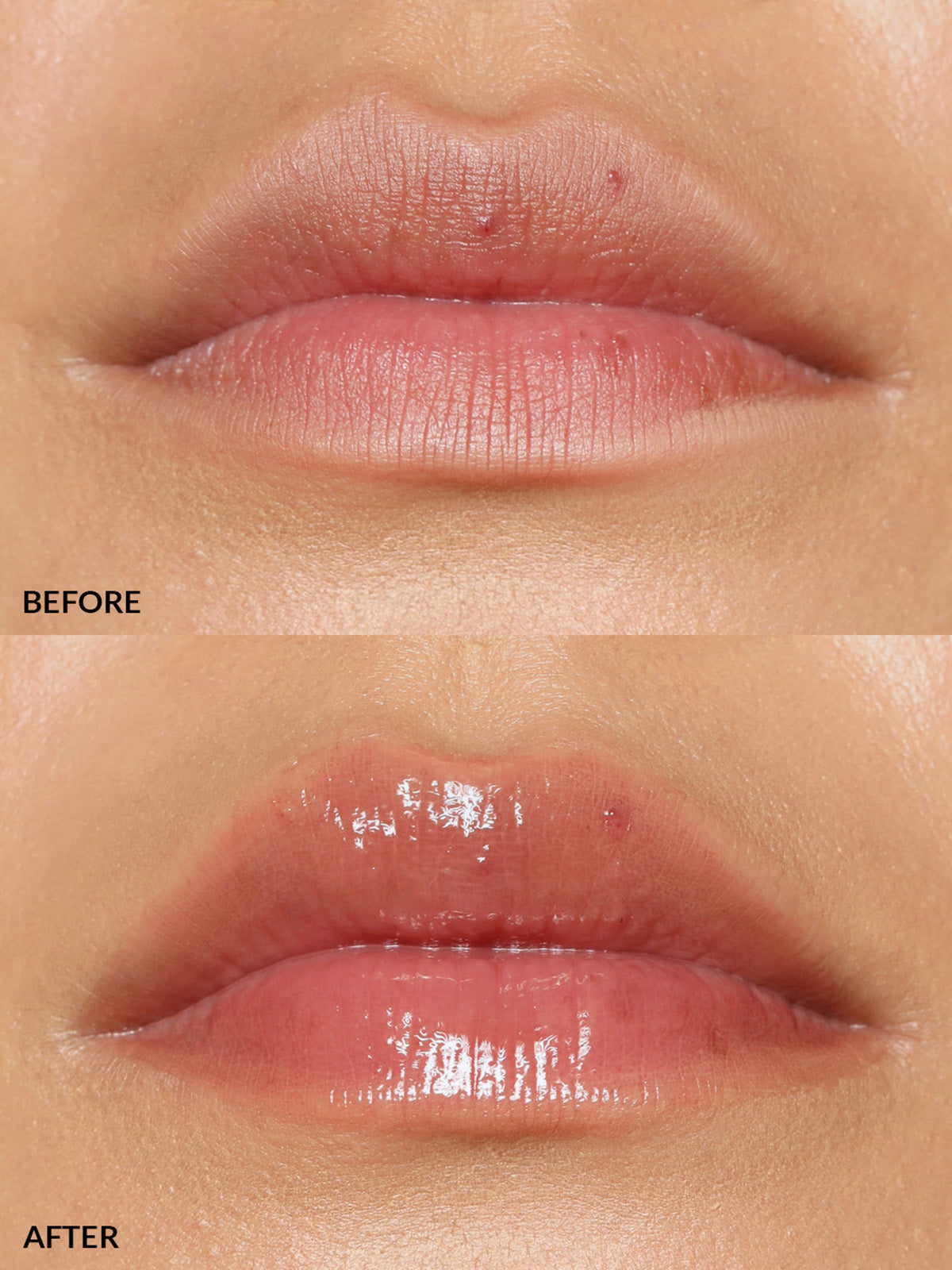 REFY LIP GLOSS IN SHADE ROSEWOOD BEFORE & AFTER