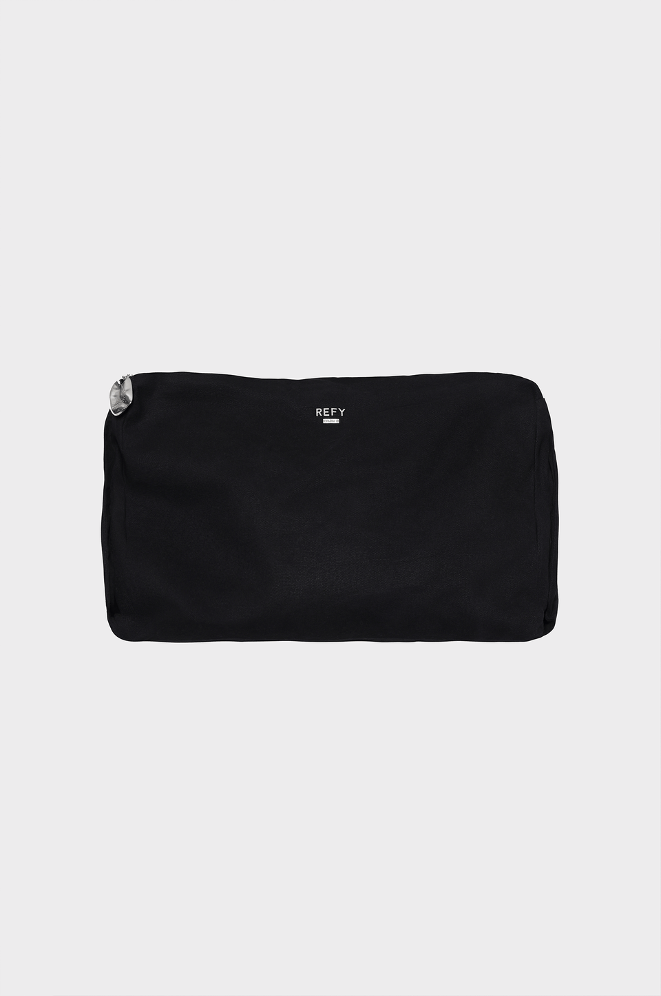 CLOSE UP IMAGE OF REFY OVERSIZED POUCH IN BLACK